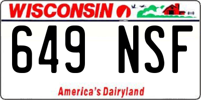 WI license plate 649NSF