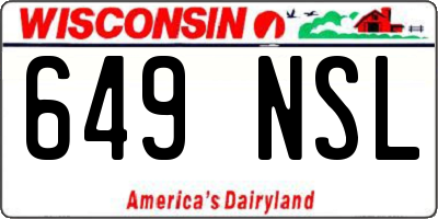WI license plate 649NSL