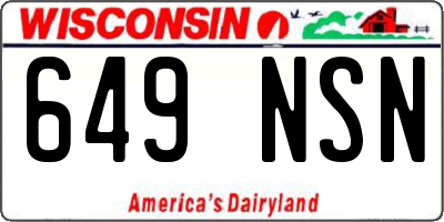 WI license plate 649NSN