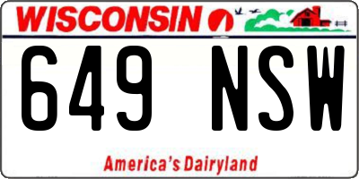 WI license plate 649NSW
