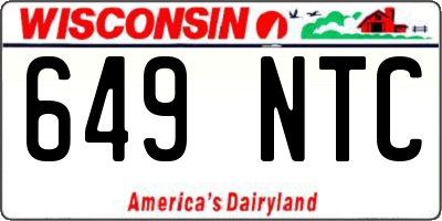 WI license plate 649NTC
