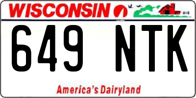 WI license plate 649NTK