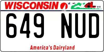 WI license plate 649NUD