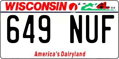 WI license plate 649NUF