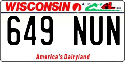 WI license plate 649NUN