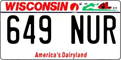 WI license plate 649NUR