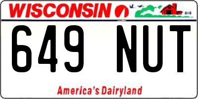 WI license plate 649NUT