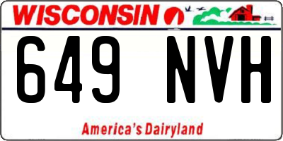 WI license plate 649NVH