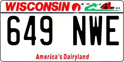 WI license plate 649NWE
