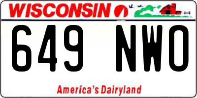 WI license plate 649NWO