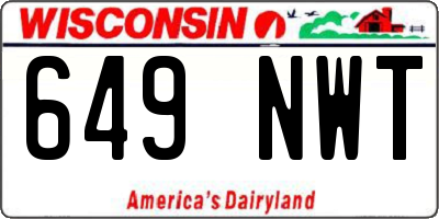 WI license plate 649NWT