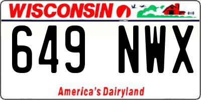 WI license plate 649NWX