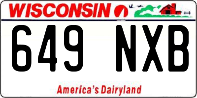 WI license plate 649NXB