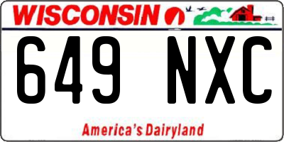WI license plate 649NXC