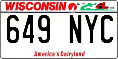 WI license plate 649NYC