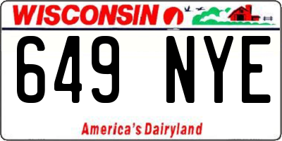 WI license plate 649NYE