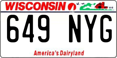 WI license plate 649NYG