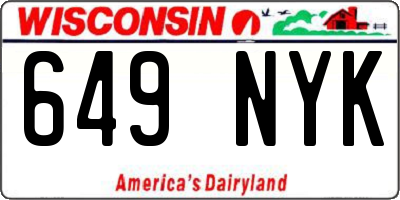 WI license plate 649NYK
