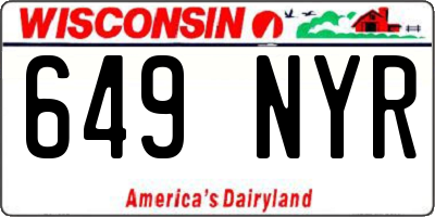 WI license plate 649NYR