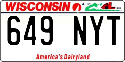 WI license plate 649NYT