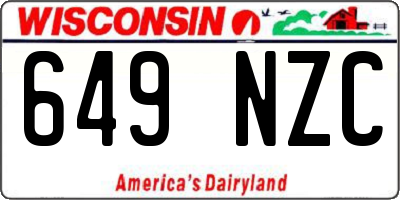 WI license plate 649NZC