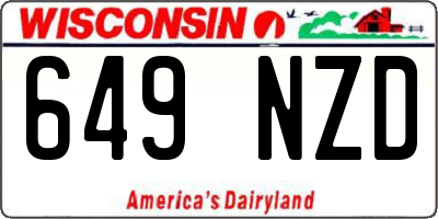 WI license plate 649NZD