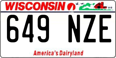 WI license plate 649NZE