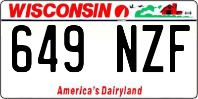 WI license plate 649NZF
