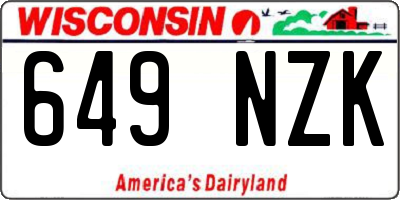 WI license plate 649NZK