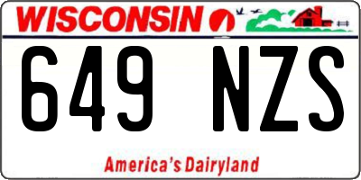 WI license plate 649NZS