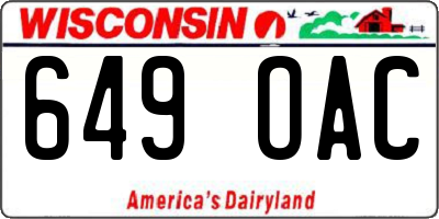 WI license plate 649OAC