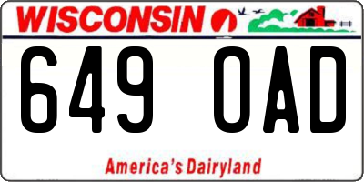 WI license plate 649OAD