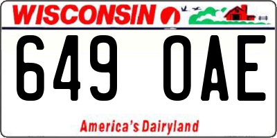 WI license plate 649OAE