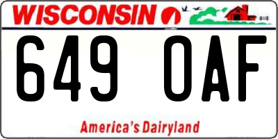 WI license plate 649OAF