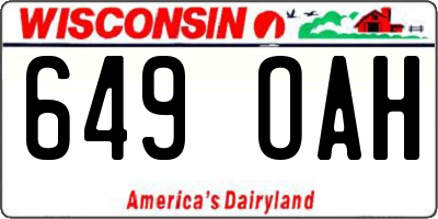 WI license plate 649OAH