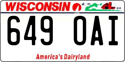 WI license plate 649OAI