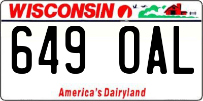 WI license plate 649OAL
