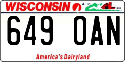 WI license plate 649OAN