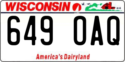 WI license plate 649OAQ
