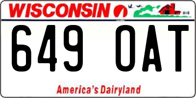 WI license plate 649OAT