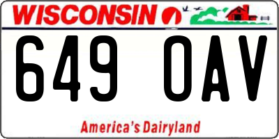 WI license plate 649OAV