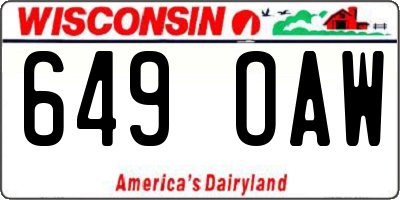 WI license plate 649OAW