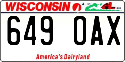 WI license plate 649OAX