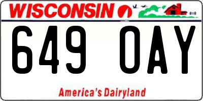 WI license plate 649OAY