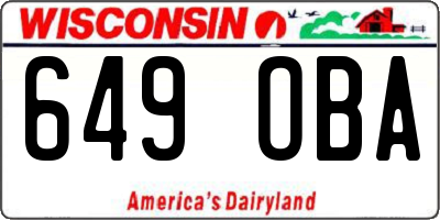 WI license plate 649OBA