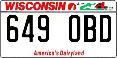 WI license plate 649OBD
