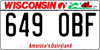 WI license plate 649OBF