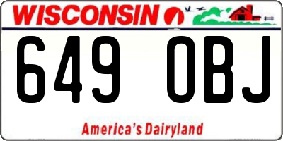 WI license plate 649OBJ