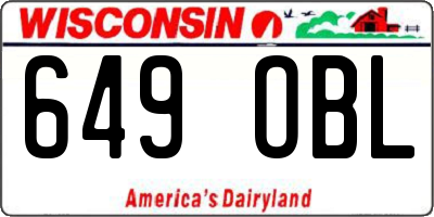 WI license plate 649OBL