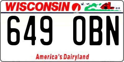 WI license plate 649OBN